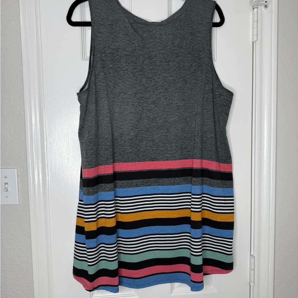 LuLaRoe Tank Top Womens XL gray with multi-colors stripes Casual Shirt - Picture 2 of 4